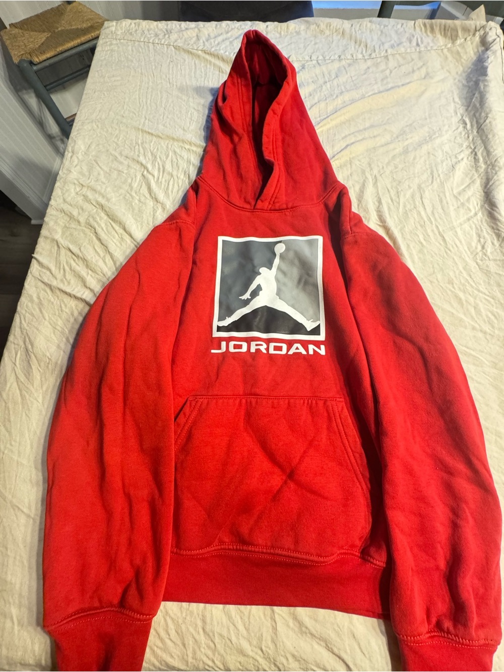 Jordan Boys Hoodie Size L 12-13 Red Jumpman Pullover Hoodie